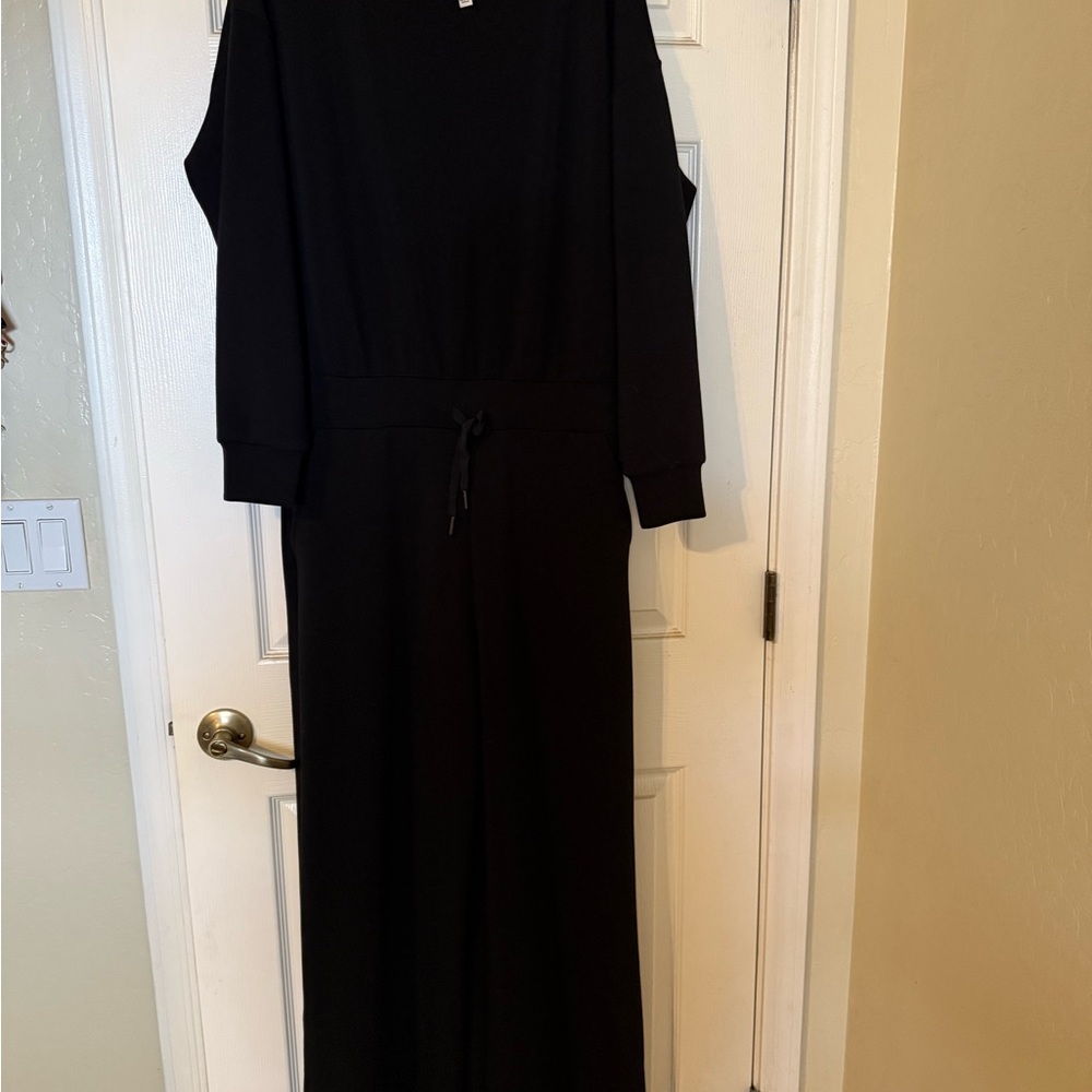 SPANX Black Wide Leg Dolman Sleeve Jumpsuit